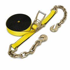 2-Inch x 30 ft Winch Strap with Chain Anchor (Yellow)