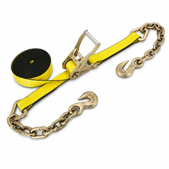 2-Inch x 30 ft Winch Strap with Chain Anchor (Yellow)