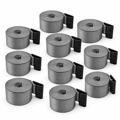 10 Pack 4" x 30' Premium Strap with Flat Hooks (Grey) – 5,400 LBS WLL
