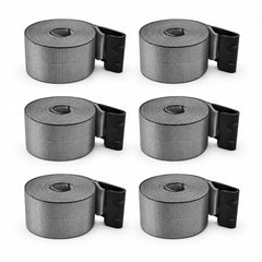 6 Pack 4" x 30' Premium Strap with Flat Hooks (Grey) – 5,400 LBS WLL