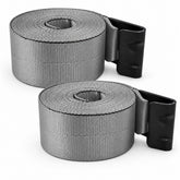 2 Pack 4" x 30' Premium Strap with Flat Hooks (Grey) – 5,400 LBS WLL