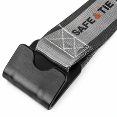 4-Inch x 30 ft Premium Strap with Flat Hooks (Grey) - 5,400 LBS WLL