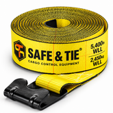 4-Inch x 30 ft Premium Strap with Flat Hooks (Yellow) - 5,400 LBS WLL