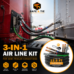 Semi Truck Air Lines Kit 3IN1 Trailer Cord and Air Brake Hoses Assembly Without Rubber Gladhand Handles for Semi Truck Trailer Tractor
