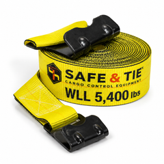 4-Inch x 30 ft Premium Strap with Flat Hooks (Yellow) - 5,400 LBS WLL