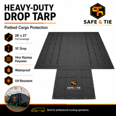 10 Feet Drop Tarp 28x27 Ft - 14oz Heavy Duty Ripstop Waterproof Lumber Tarp