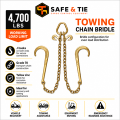 Towing Chain Bridle with J Hooks