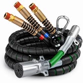 Semi Truck Air Lines Kit 3IN1 Trailer Cord and Air Brake Hoses Assembly Without Rubber Gladhand Handles for Semi Truck Trailer Tractor