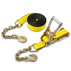 2-Inch x 30 ft Winch Strap with Chain Anchor (Yellow)