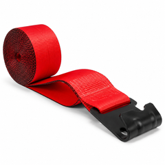 4-Inch x 30 ft Premium Strap with Flat Hooks (Red) - 5,400 LBS WLL
