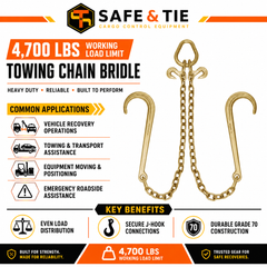 Towing Chain Bridle with J Hooks
