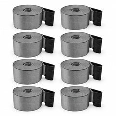 8 Pack 4" x 30' Premium Strap with Flat Hooks (Grey) – 5,400 LBS WLL