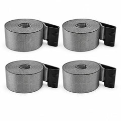 4 Pack 4" x 30' Premium Strap with Flat Hooks (Grey) – 5,400 LBS WLL