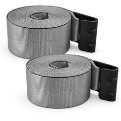 2 Pack 4" x 30' Premium Strap with Flat Hooks (Grey) – 5,400 LBS WLL