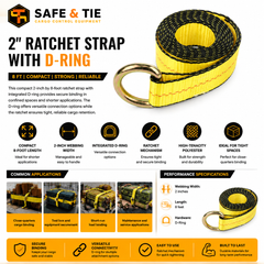 2-Inch x 8 ft Ratchet Strap with D-Ring