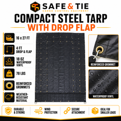 16 x 27 ft Flatbed Steel Tarp with 4 ft Drop and Flap