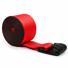 4-Inch x 30 ft Premium Strap with Flat Hooks (Red) - 5,400 LBS WLL