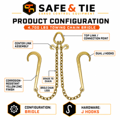 Towing Chain Bridle with J Hooks