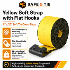 STRAP 4X30 WITH FLAT HOOK 5400LB YELLOW SOFT STRAP